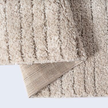 Килим Bahar Shaggy: елегантний дизайнерський килим для вітальні, м'який та легкий у догляді, високий ворс (120 x 170 см, бежевий)