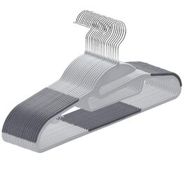 Плечики для одягу з пластику, 20 шт. Плечики з неслизьким покриттям, U-подібний отвір, для мокрого та сухого одягу, економія місця, з тримачем для краваток та поворотним гачком 360°, сірий + сріблястий, APY0420G