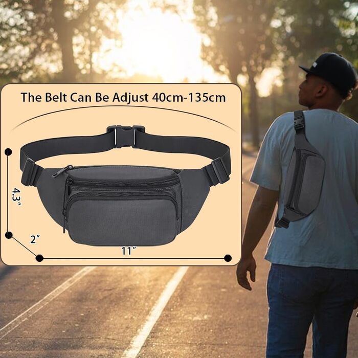 Поясна сумка на пояс для чоловіків та жінок, спортивна, для подорожей, прогулянок з собакою, на вулицю (сіра)