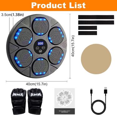 Музична боксерська машина з LED-дисплеєм та Bluetooth, 9 режимів швидкості, для дорослих та дітей