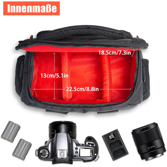 Сумка для камери FOSOTO велика, на плече, сумісна з Nikon d5600 d3500 D3200 D3300, Canon, Sony, водонепроникна
