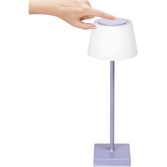 Світлодіодна настільна лампа Aigostar акумуляторна бездротова, димується сенсорно, 3 режими світла, водонепроникна IP54 для дому та саду - фіолетова
