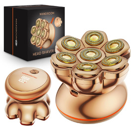 Професійний електричний стайлер для гоління голови 7D PRO Glatzen Rasierer для чоловіків. Водонепроникний (IPX6), з плаваючою головкою, акумулятор 1400mAh, швидкість 8800RPM, золота головка, USB-C, 0 мм