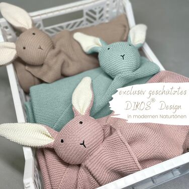 DIKOS® Original Baby Blanket SCHMUSE-HASE Mint | GOTS Organic Cotton Baby Blanket Knitted Blanket with Plush Toy for Girls/Boys | Snuggle Blanket, Cuddle Blanket, Baby Starter Set, Gift for Birth