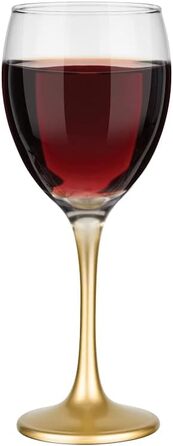 Набір келихів для вина Krosno Glasmark 6 шт. 0.3L (червоне, біле) - прозорі з золотим декором, стійкі до миття в посудомийній машині