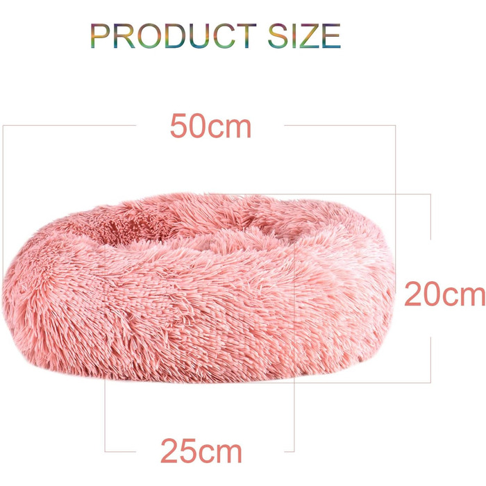М'яке кругле ліжко для котів та собак. Ліжко-подушка для домашніх тварин, 70см/50см, білий/рожевий колір