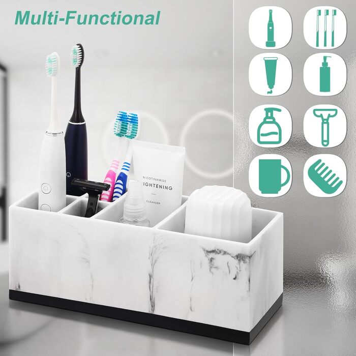 VITVITI Toothbrush Holder Electric Toothbrush Holder Toothbrush Holder Bathroom Kitchen Marble Resin Toothbrush Holder Bathroom Office Organizer Storage Toothbrush Toothpaste Holder Caddy Storage