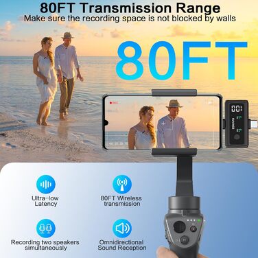 Мікрофон-петличка 3-в-1 для iPhone, Android, камери: бездротовий мікрофон з шумозаглушенням, 45 годин роботи, цифровий дисплей, кейс для зарядки, відеозйомка, стрімінг