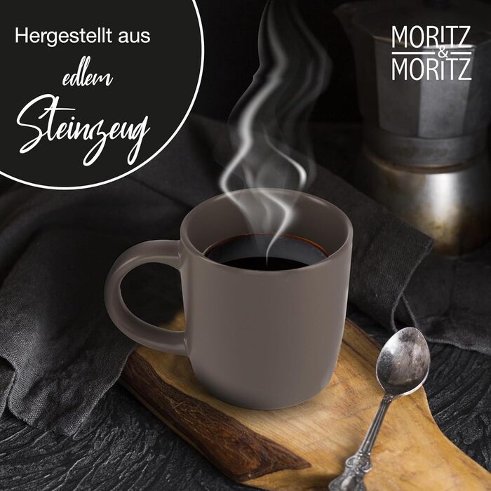 Набір чашок для кави Moritz & Moritz NORDIC, 6 шт, сірий колір, 300 мл, з ручкою, з високоякісної кераміки