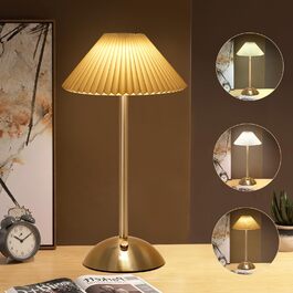 Світлодіодна настільна лампа Starnearby бездротова, з сенсорним димером, акумуляторна, 3 режими світла, вінтажний дизайн, металева, для спальні, офісу, тумбочки (Бежева + Коричнева основа)