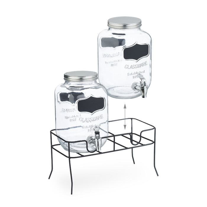 Relaxdays 2-Piece Drink Dispenser with Stand, 4L