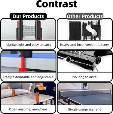 Набір для настільного тенісу з регульованою ручкою та сіткою, ідеальний для гри в приміщенні та на вулиці, тренувань (пакет 2)