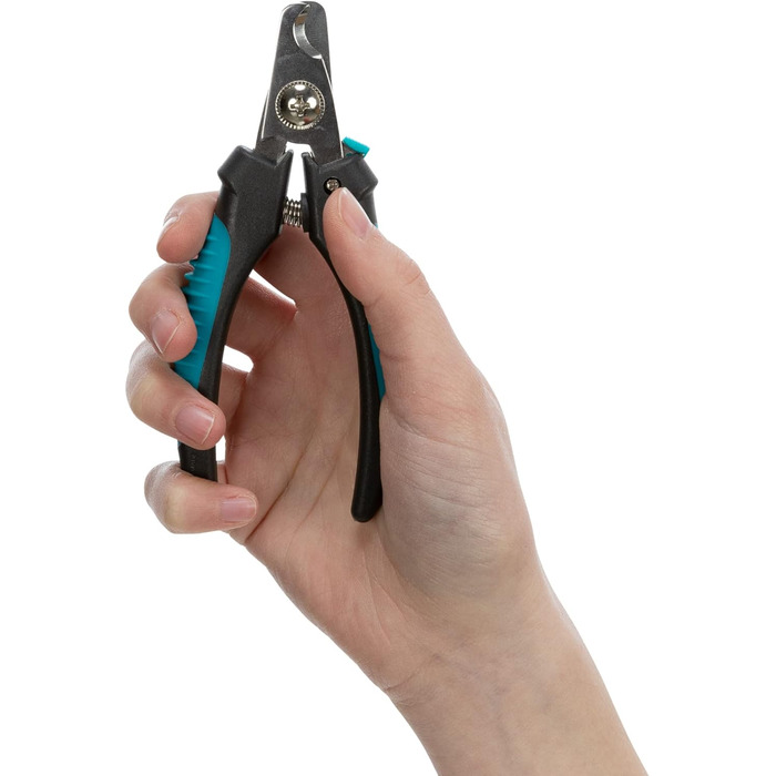 Ножиці для стрижки кігтів TRIXIE для собак, котів, дрібних тварин та птахів - з блокуванням - обмежувач запобігає надмірному скороченню - нержавіюча сталь - гумовий пластиковий грифель - синій/чорний - 12 см - 2367