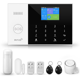 Бездротова сигналізація PGST PG105-2GEU-A для квартири, будинку, GSM/WiFi, 120 дБ, з інтелектуальним керуванням, LCD-дисплеєм та голосовими повідомленнями, захист дверей і вікон, для гаража, будинку, авто