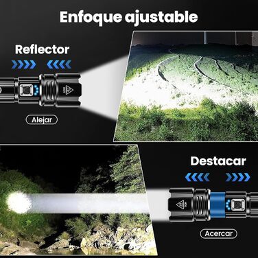 Потужний ліхтарик LED - 1000000 люмен, акумулятор 5000 mAh, IP67 водонепроникний, 5 режимів, для кемпінгу/походів/відпочинку на природі/надзвичайних ситуацій