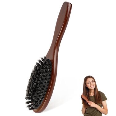Дерев'яна щітка для волосся AISEELY з щетиною дикого кабана (2 шт.) - для гладкої зачіски, зменшує посічені кінчики та пухнастість