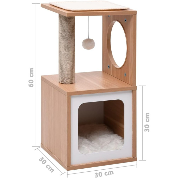 Дім для кота VidaXL: кігтеточка з сизалю, 60 см, білий. Кліматичний комплекс, ігровий центр для котів
