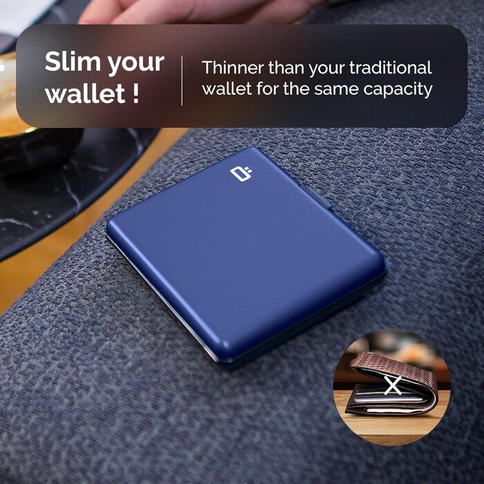 Гаманець ÖGON DESIGNS Smart Case Big Stockholm з алюмінію, велика місткість, RFID захист, Navy Blue