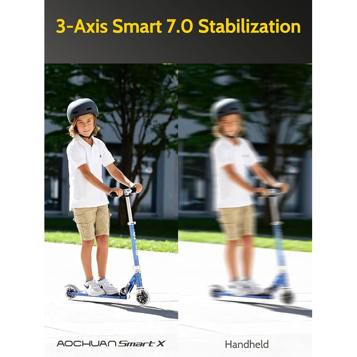 Стабілізатор для смартфона AOCHUAN з 3 осями, з функцією розпізнавання облич, вбудованим світлом, 1/4