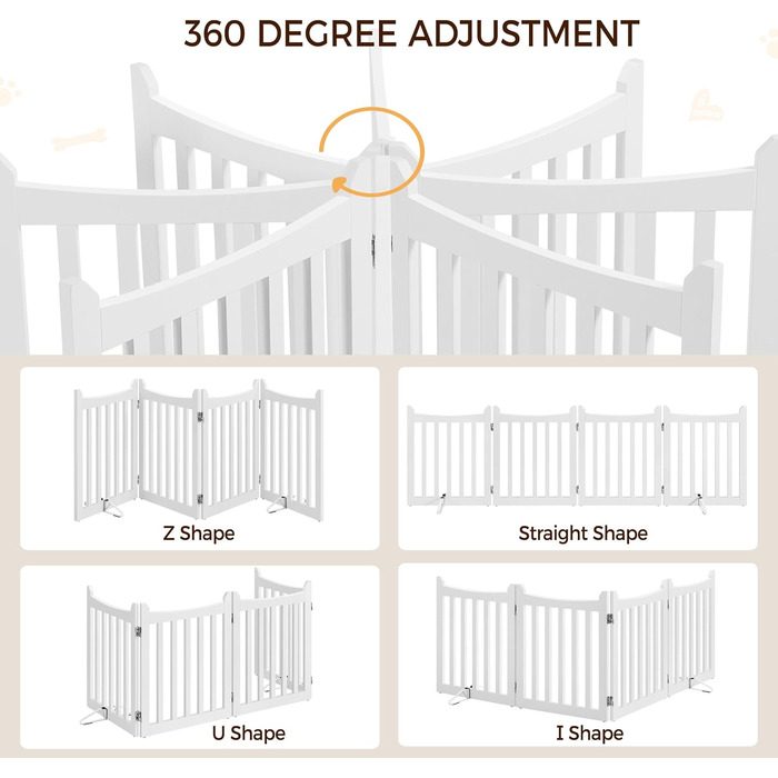 Yaheetech Freestanding Dog Gate - 4 Panel Pet Barrier, 60.5 x 201.5 cm - White