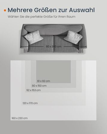 Килим SONGMICS HOME Vintage, 120x170 см, для вітальні, спальні, кухні, коридору, їдальні, сірий (TAR032G01)