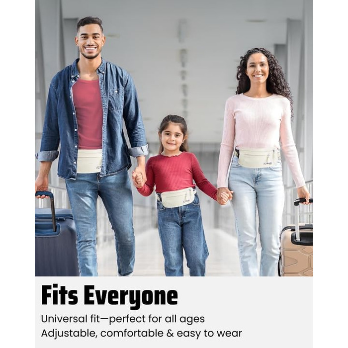 Грифель для подорожей: прихований поясний гаманець для чоловіків та жінок з RFID-блокуванням – безпечний для документів, грошей та телефону (бежевий)