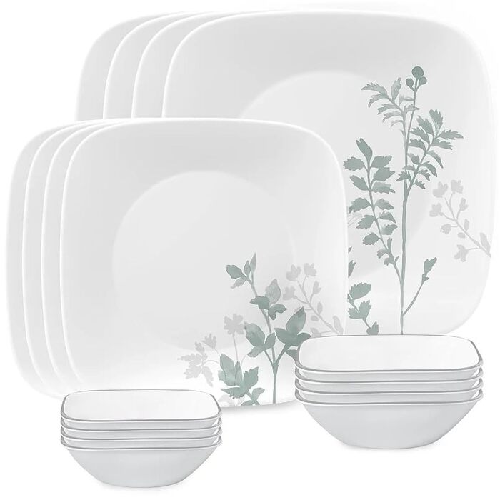 Посуд Corelle Amalie Square 16 предметів для 4 осіб – міцний та стильний набір