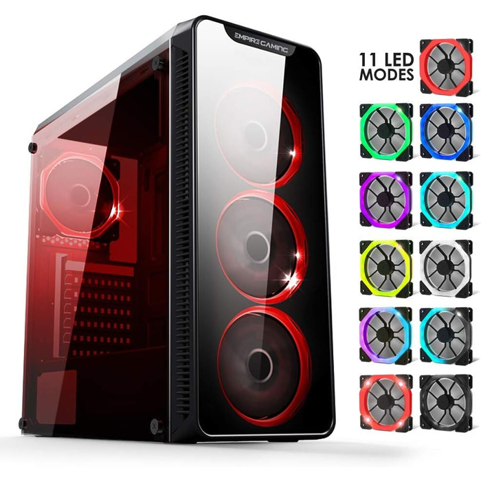 Комп'ютерний корпус EMPIRE GAMING Warmachine - середній ATX корпус з 4 тихими вентиляторами та RGB підсвічуванням