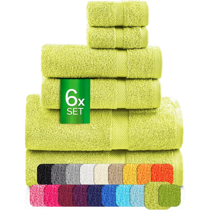 Набір рушників éTérea Carli Frottee: 6 шт. (2х70x140 см + 4х50x100 см), 100% бавовна, Oeko-Tex, 500 GSM, графіт/бірюзовий