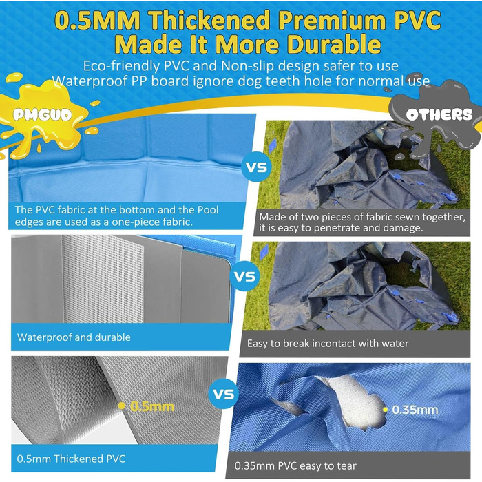 Dog Pool Swimming Pool Ø 140cm for Dogs, Children's Wading Pool or Other Animals, Reinforced Strength 5mm, Portable and Foldable - grey
