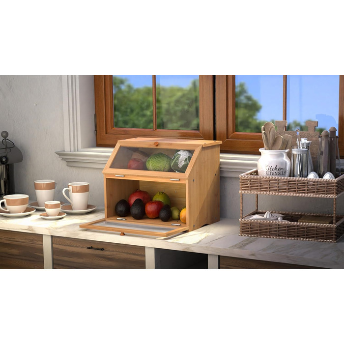 Leader Accessories Бамбуковий хлібний ящик з 2 ярусами, 39x25x32 см
