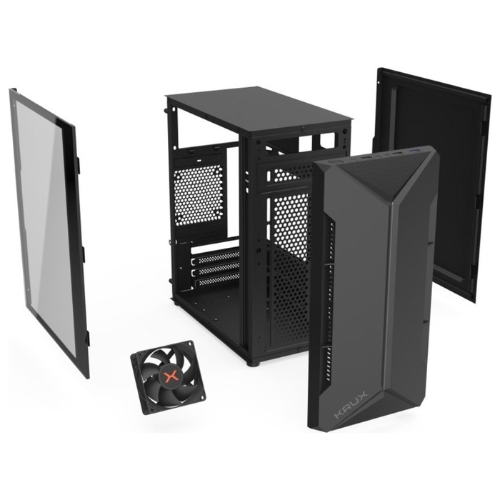 Корпус для комп'ютера Krux Astro Midi Tower, чорний, із загартованим склом