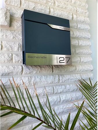 Поштовий ящик Metzler Anthrazit RAL 7016 з газетницею та табличкою з нержавіючої сталі V2A, антикорозійний, сучасний, 10 років гарантії на запчастини