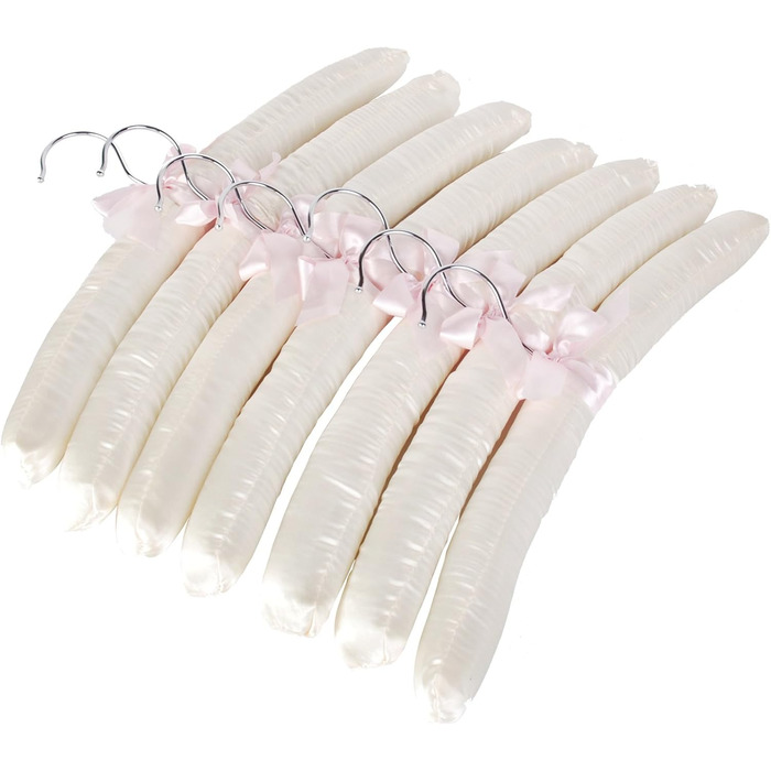 LOHAS Home 10-Pack Clothes Hangers with Anti-Rust Hooks and Satin Padding, Gorgeous, Pale Ivory Satin Padded Clothes Hangers, Cream White
