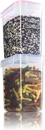 TNM Storage Container Set (4x1.6L), Airtight Food Storage Boxes for Kitchen - Plastic Containers with Lids, Cereal Dispenser & Freshness Containers, BPA-free Plastic, Storage for Noodles, Cereal, Rice, Flour - Coloured Food Container 1.6l
