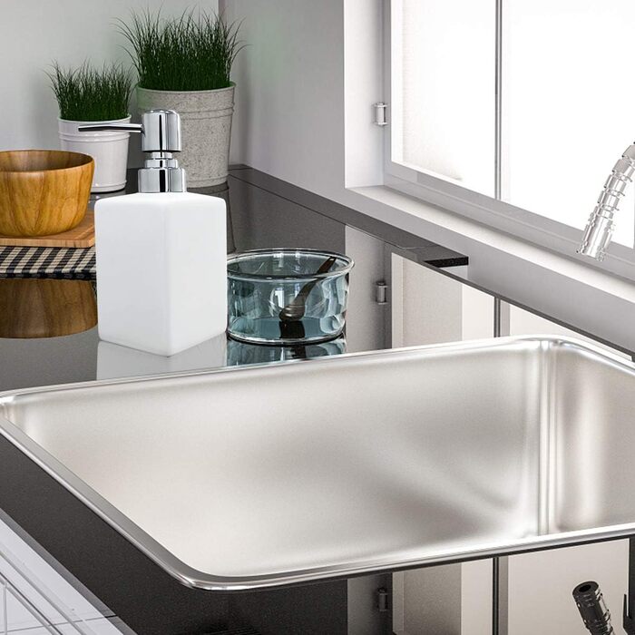 Керамічний дозатор для мила та лосьйону, 320 мл, квадратний, класичний, для кухні, ванної кімнати, пральні, наповнюваний, білий