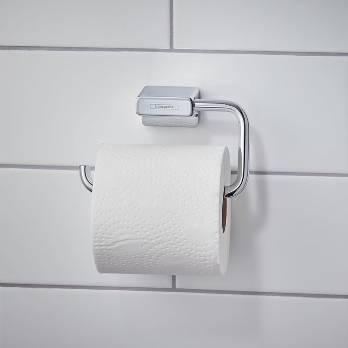 Hansgrohe AddStoris Toilet Paper Holder - Wall Mounted Tissue Holder with Concealed Mounting - Chrome Bathroom Accessory