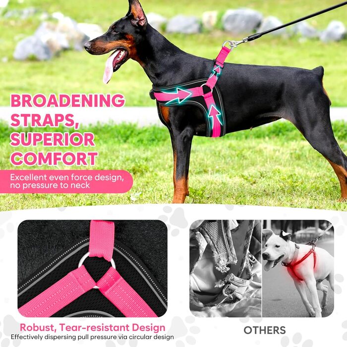 Світловідбиваючий жилет для собак BiPawTi середнього розміру, перезаряджається, жилет для собак зі світлодіодами, 3 режими світіння - світиться в темряві, шлейка для собак, для прогулянок, зелене світло (рожеве/червоне), XL