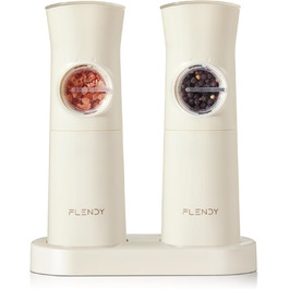 Gravity Electric Salt and Pepper Grinder Set, 2-Piece Set Rechargeable Electric Salt and Pepper Shakers with USB-C Charging Station, Electric Spice Mill for Dry Spices