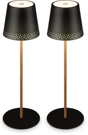 Світлодіодна настільна лампа Briloner бездротова з сенсорним керуванням, димуванням, регулюванням висоти, нічна лампа, лампа для читання, кемпінгова лампа, 38x12 см, чорний деревоподібний дизайн