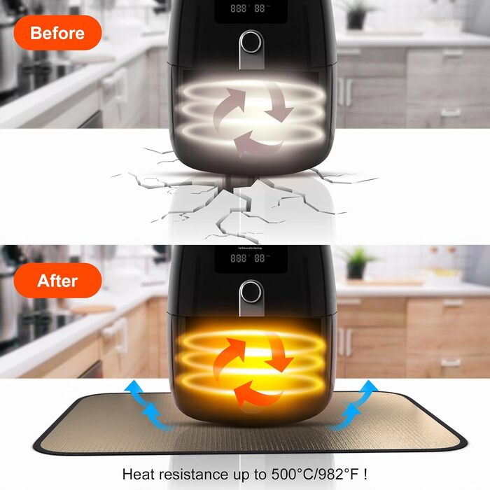 Термостійкий килимок | Силіконовий килимок для захисту від вогню | Килимок під фритюрницю | Килимок під кавоварку | Нековзний, вологостійкий (Коричневий, 40 x 60 см)