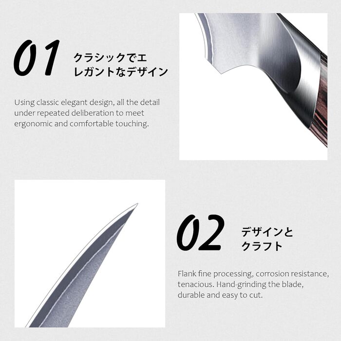 Ніж для філетування риби HOSHANHO 18 см, професійний ніж для риби та виймання кісток, ніж для філетування риби з надзвичайно гострим лезом та ергономічною ручкою з паккавуда, 18 см, срібний