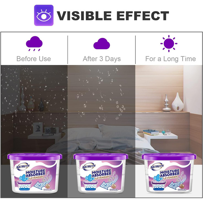 NATRUTH Moisture Absorbers, 9-Pack, Portable Closet Dehumidifier, Odor Neutralizer, Odorless Moisture Absorber