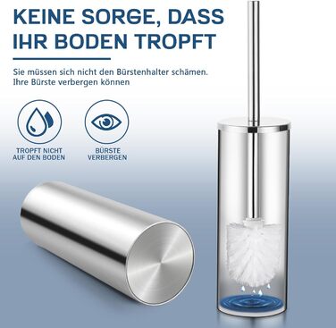 Набір для чищення унітазу FIISAYL з тримачем: щітка та підставка з нержавіючої сталі (сріблястий)