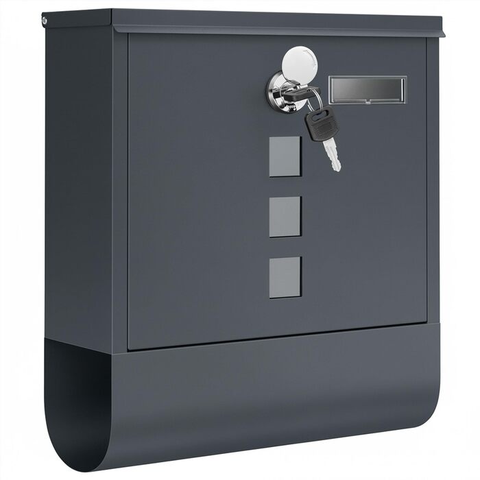 Поштова скринька SONGMICS з замком, оглядовим вікном та відділенням для газет, антрацит, 33.8x30.8x10 см