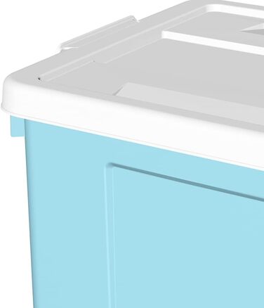 Cetomo 65 l x 6 Plastic Storage Box, Carry Case, Organiser with Robust Lid and Secure Locking Buckles, Stackable, 6 Pieces, Blue with Buckle