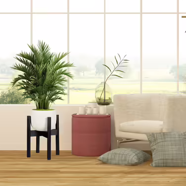 Relaxdays Bamboo Flower Stand Adjustable Black