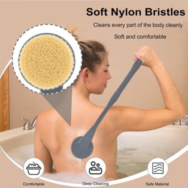 Скребок для спини у душ, 51,8 см, щітка для тіла з довгою ручкою, скребок для спини, скребок для чоловіків