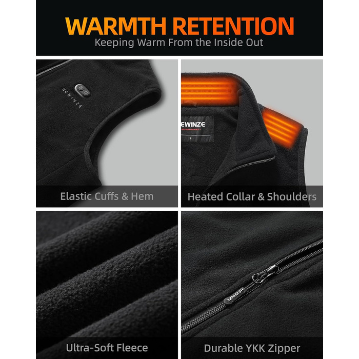 Жіноча грівачка з підігрівом - тепла жилетка з акумулятором 7.4V, жилетка для полювання. Чорний колір, розмір L