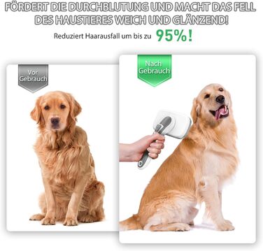 Щітка для собак та котів, самоочисна, для вичісування підшерстка та відмерлого волосся, підходить для довгошерстих та короткошерстих порід, делікатно впливає на шкіру, зменшує випадання шерсті, зелена